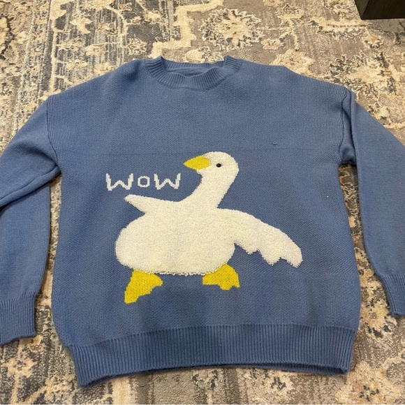 Blue Sweater with Goose Design - Picture 1 of 4
